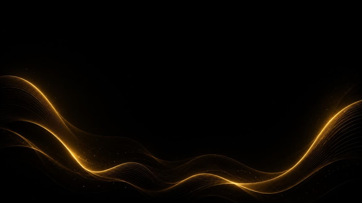 Golden sound waves over black